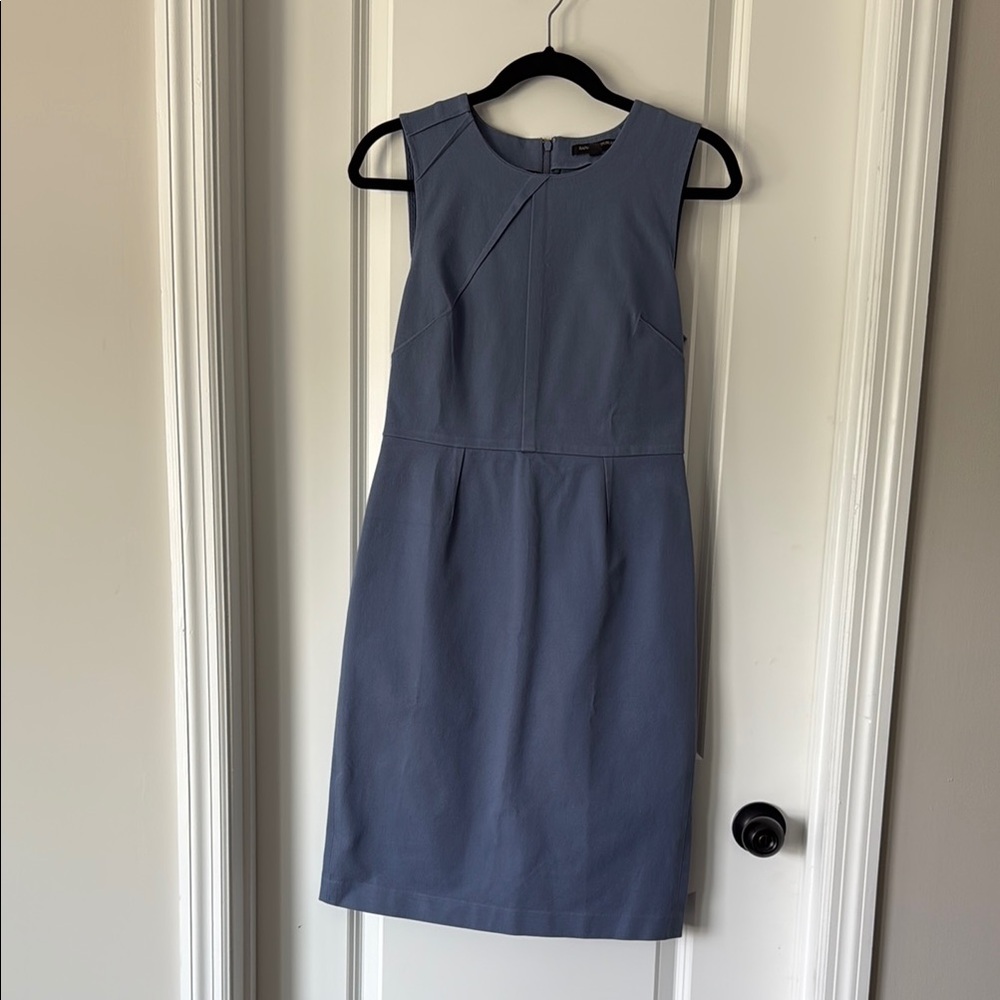 Banana Republic Blue Sheath Midi Dress Crew Neck Sleeveless